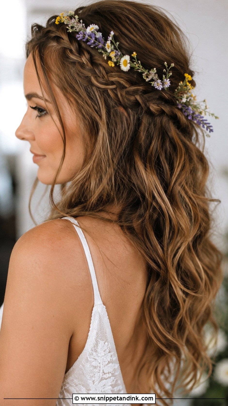 Half Up Half Down Wedding Hair With Wildflowers - Snippet and Ink - 20 Half-Up Half-Down Wedding Hair with Flowers