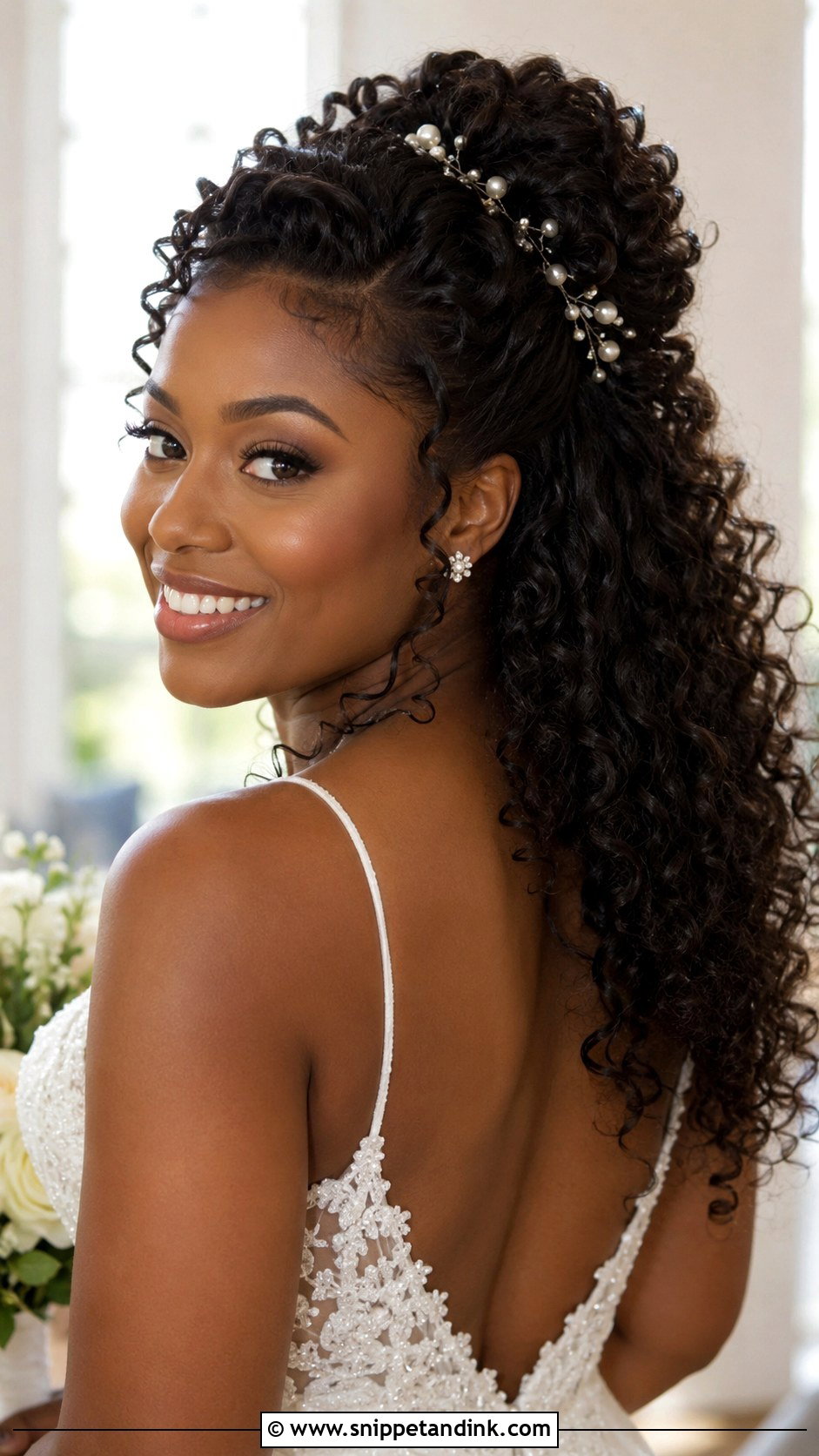 Half Up Half Down Wedding Hair for Curly Hair - Snippet and Ink - 25 Half-Up Half-Down Wedding Hair Tutorial Ideas