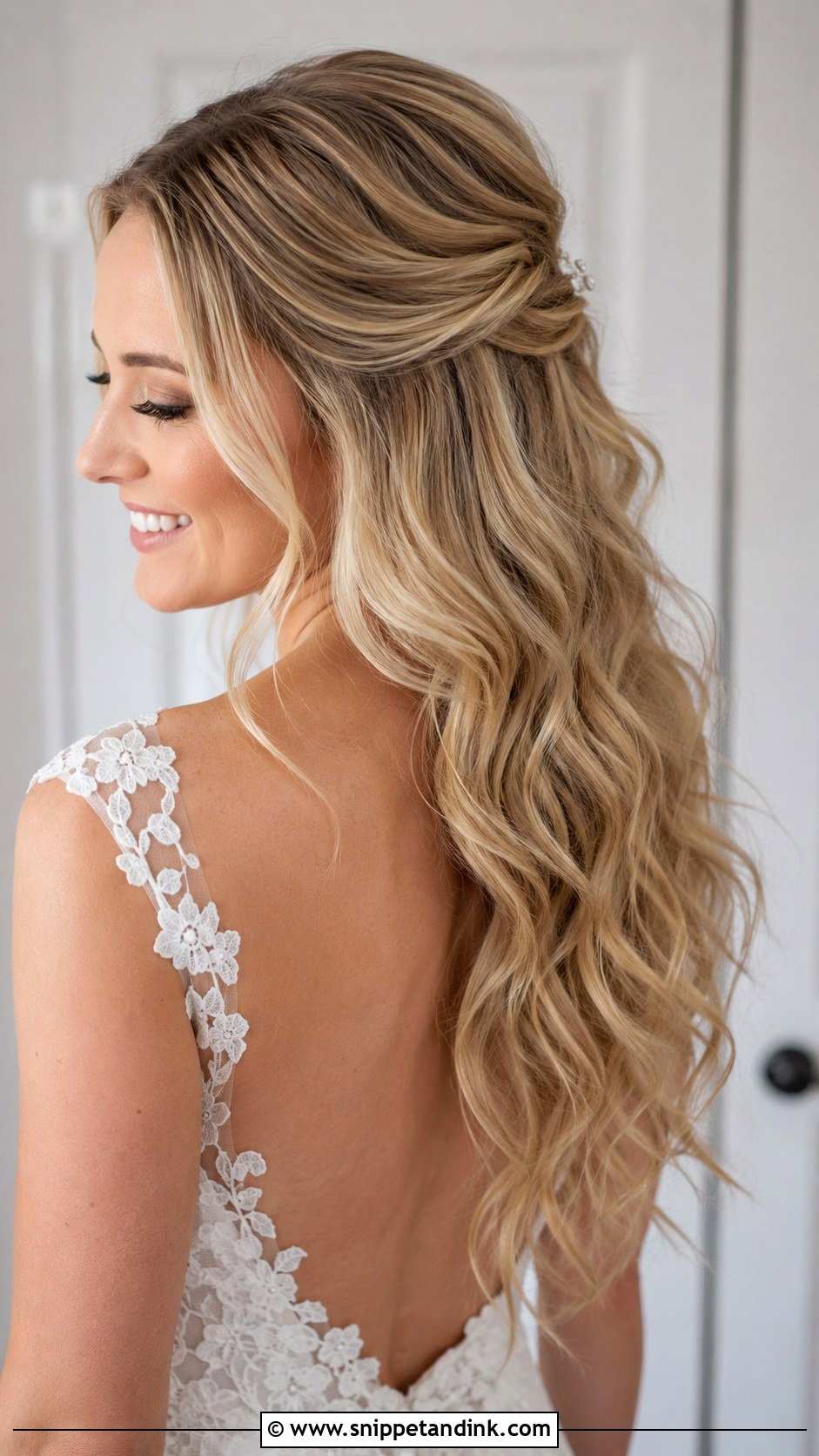 Half Up Half Down Wedding Hair for Long Hair - Snippet and Ink - 20 Hair Styles for Long Hair Length Wedding