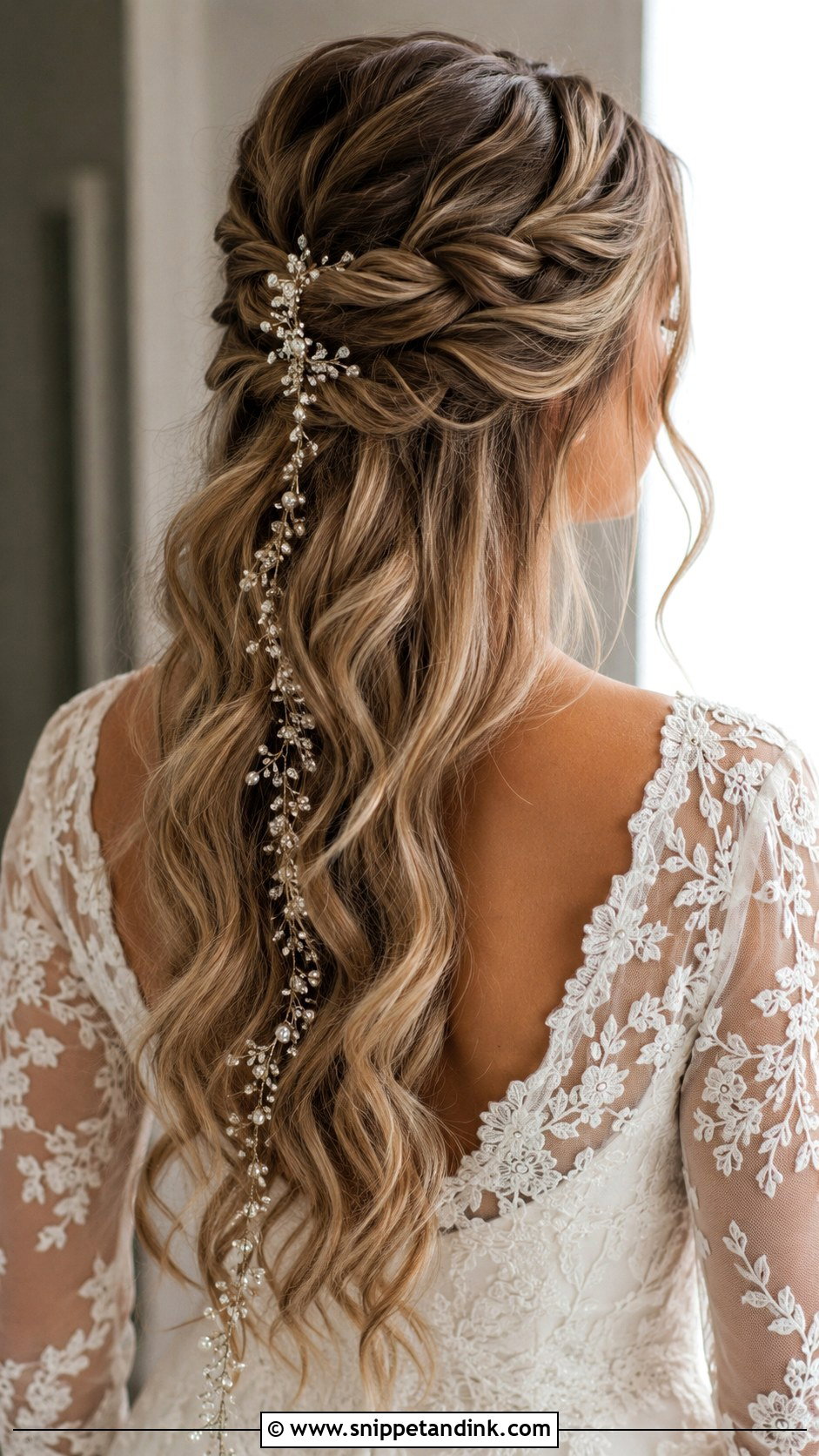 Half Up Half Down Wedding Hair for Long Hair - Snippet and Ink - 25 Half-Up Half-Down Wedding Hair Tutorial Ideas
