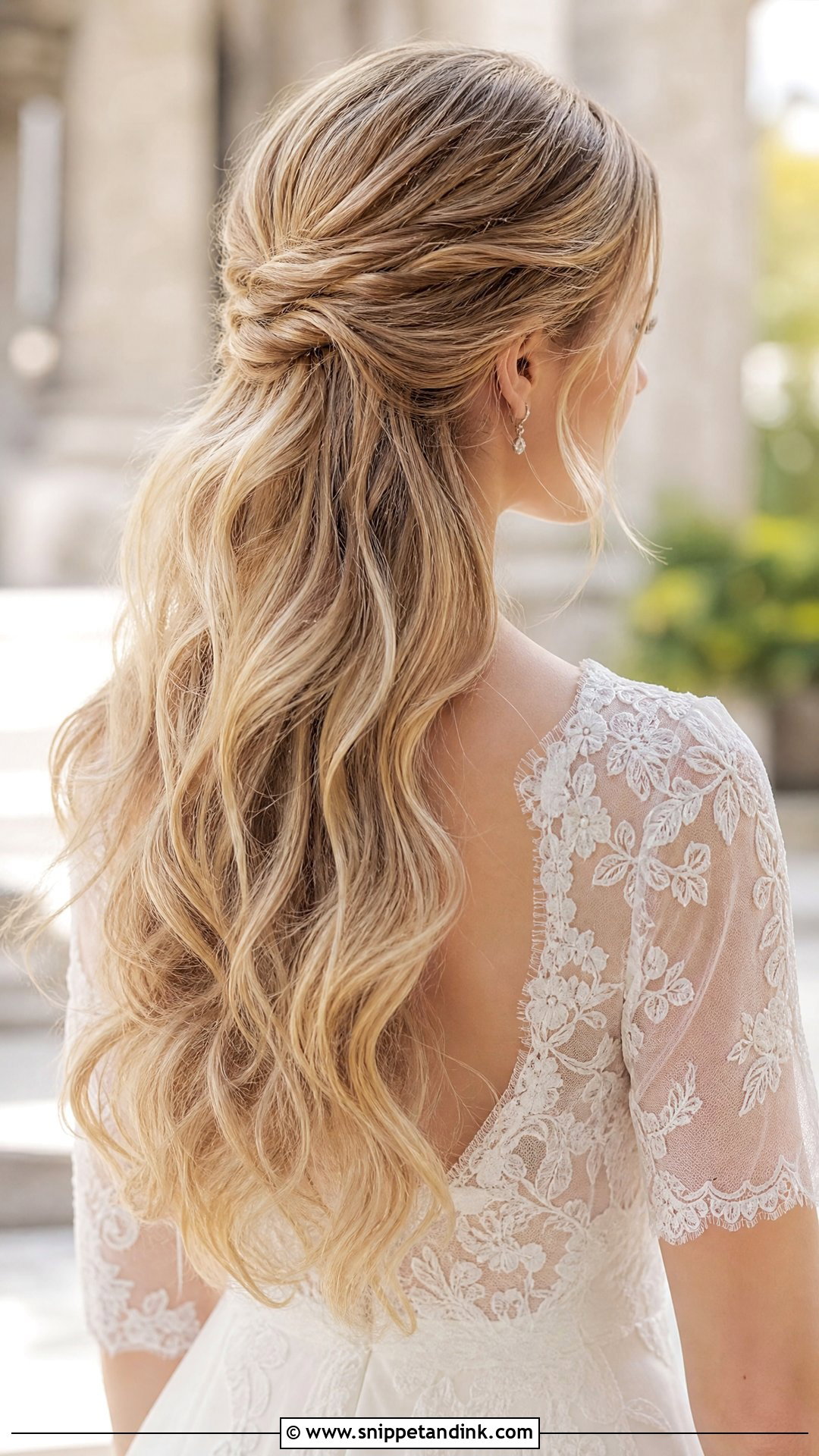 Half Up Half Down Wedding Hair for Medium Hair - Snippet and Ink - 20 Medium Hair Wedding Styles