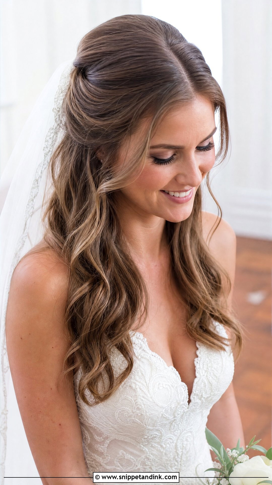 Half Up Half Down Wedding Hair for Medium Length - Snippet and Ink - 20 Wedding Hair for Medium Length Ideas