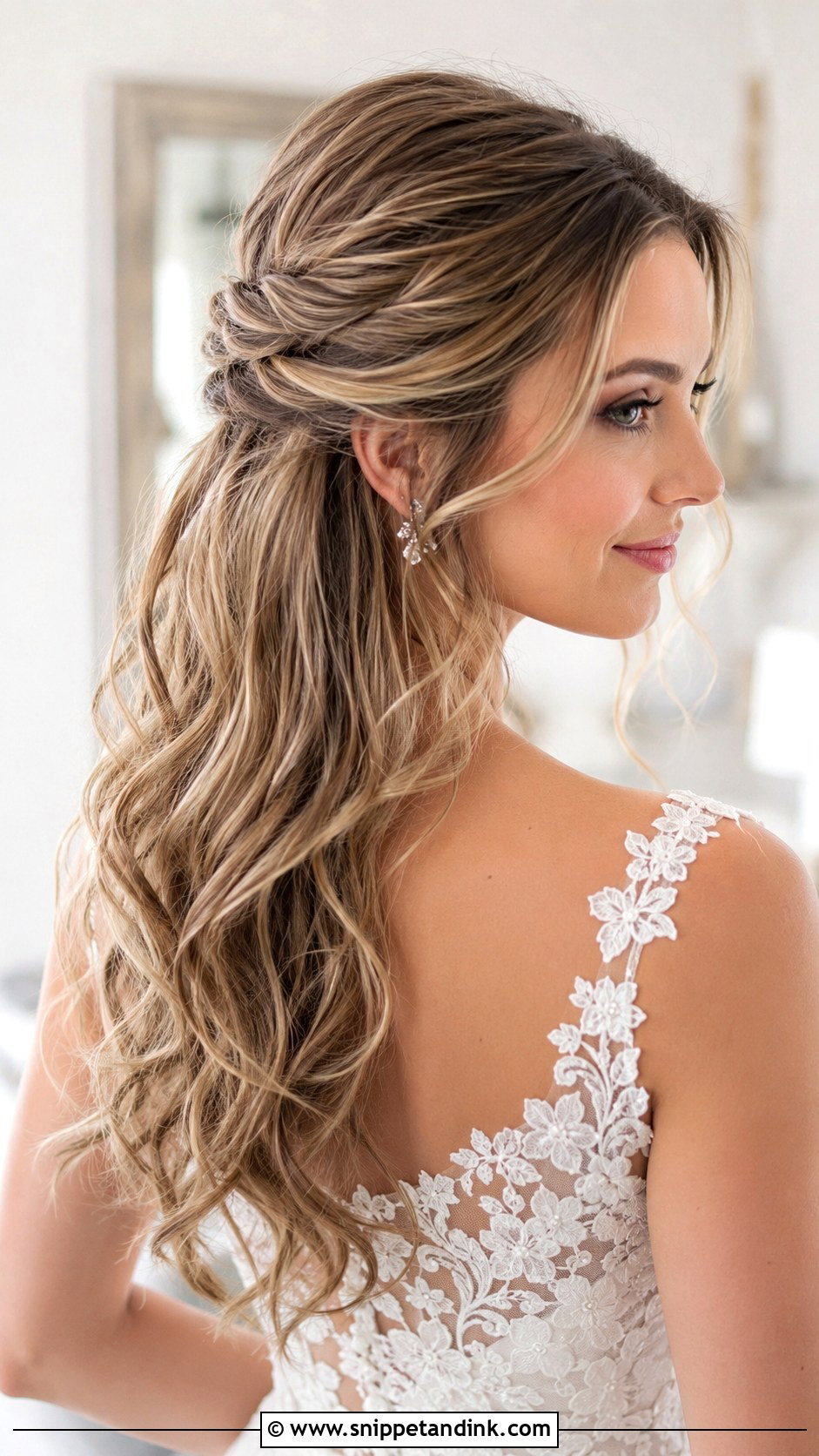 Half Up Half Down Wedding Hairstyle - Snippet and Ink - 25 Wedding Day Hairstyles