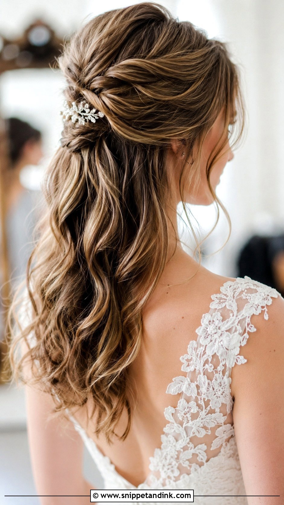 Half Up Half Down Wedding Hairstyle - Snippet and Ink - 30 Hairstyles for Long Hair Wedding