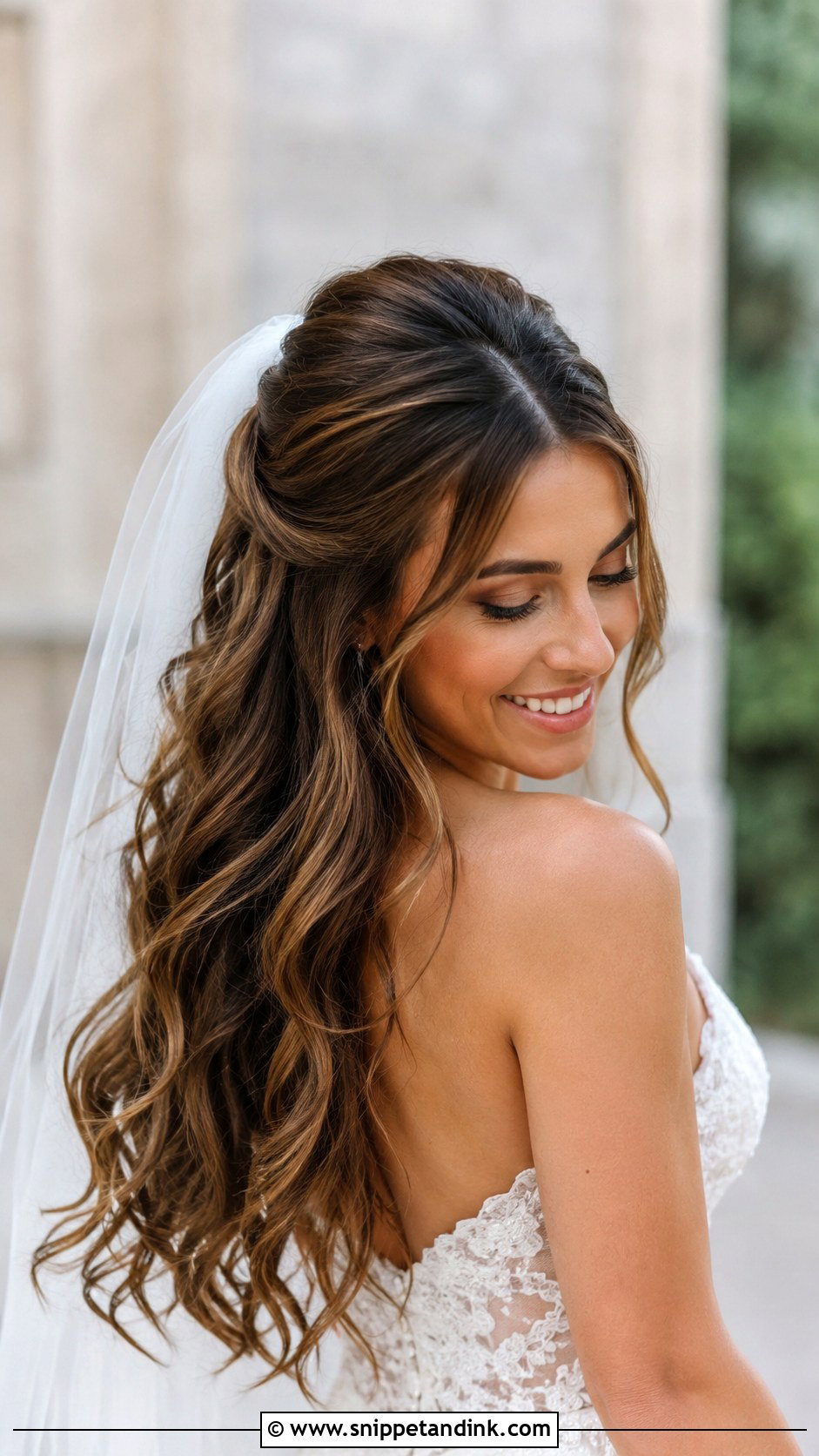 Half Up Half Down Wedding Hairstyle - Snippet and Ink - 30 Open Hair Wedding Hairstyles