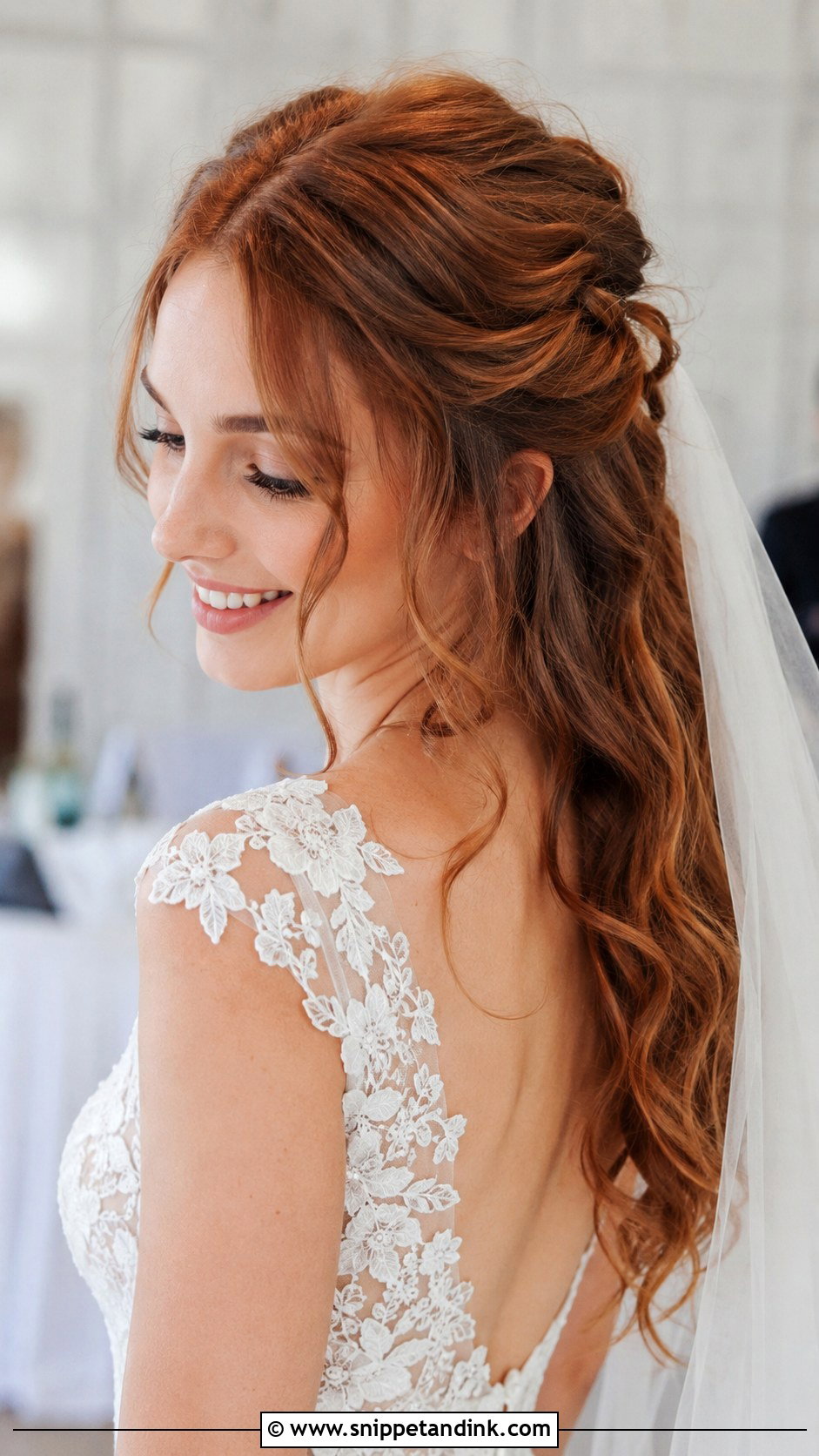 Half Up Half Down Wedding Hairstyle - Snippet and Ink - 30 Wedding Day Hair Ideas