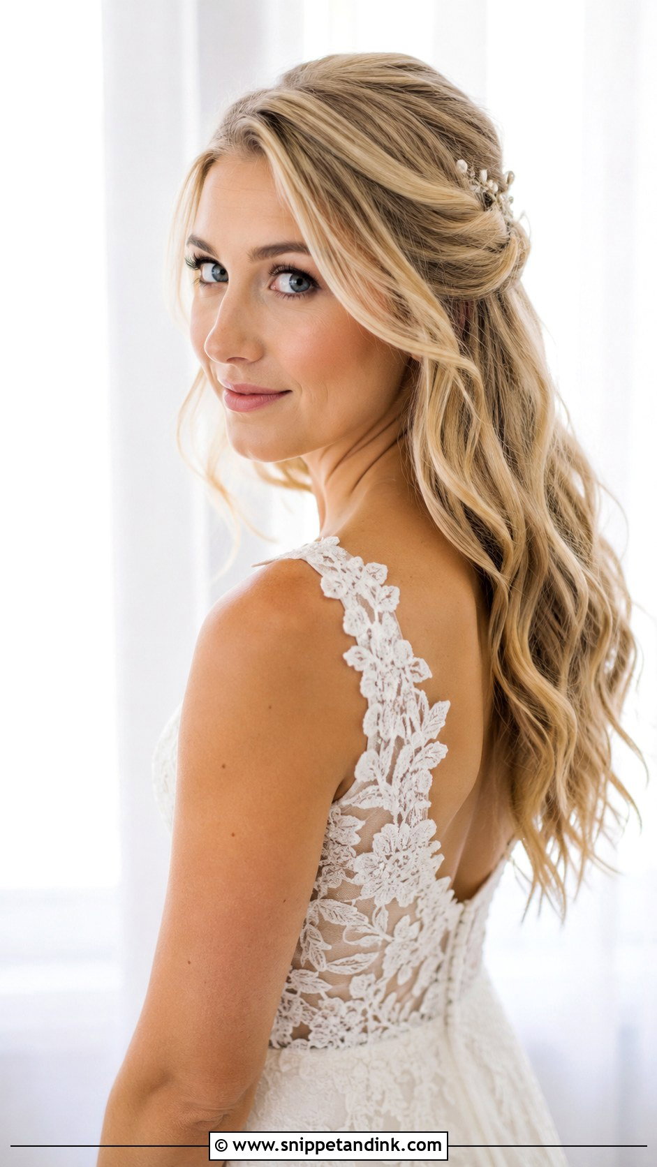 Half Up Half Down Wedding Hairstyle - Snippet and Ink - 35 Bride Hairstyles