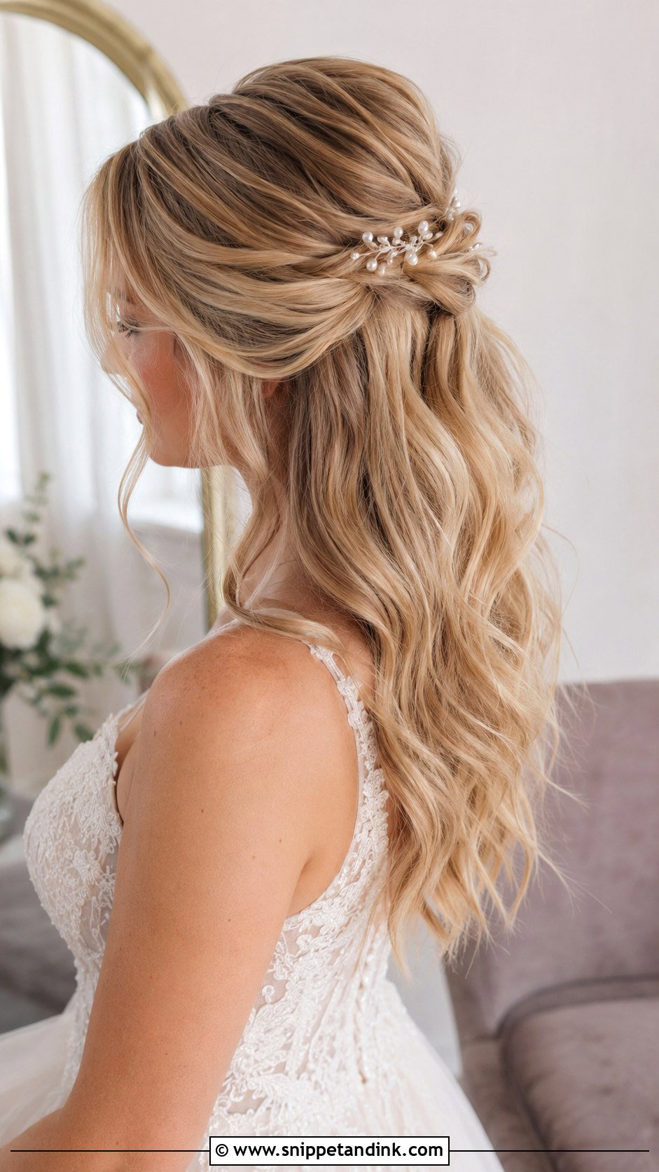 Half Up Half Down Wedding Hairstyle - Snippet and Ink - 15 Long Hairstyles Ideas for Wedding