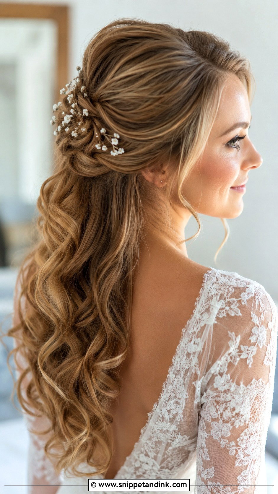 Half Up Half Down Wedding Hairstyle - Snippet and Ink - 15 Rambut Pengantin Wedding Hairstyles