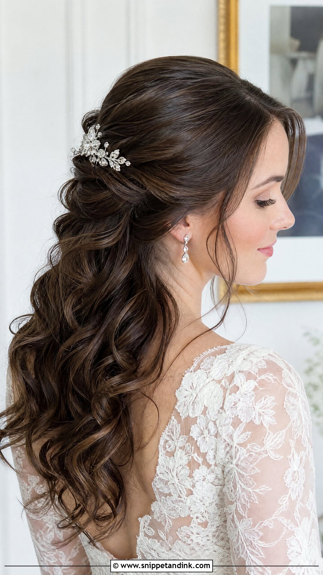 Half Up Half Down Wedding Hairstyle - Snippet and Ink - 15 Cute Simple Wedding Hairstyles