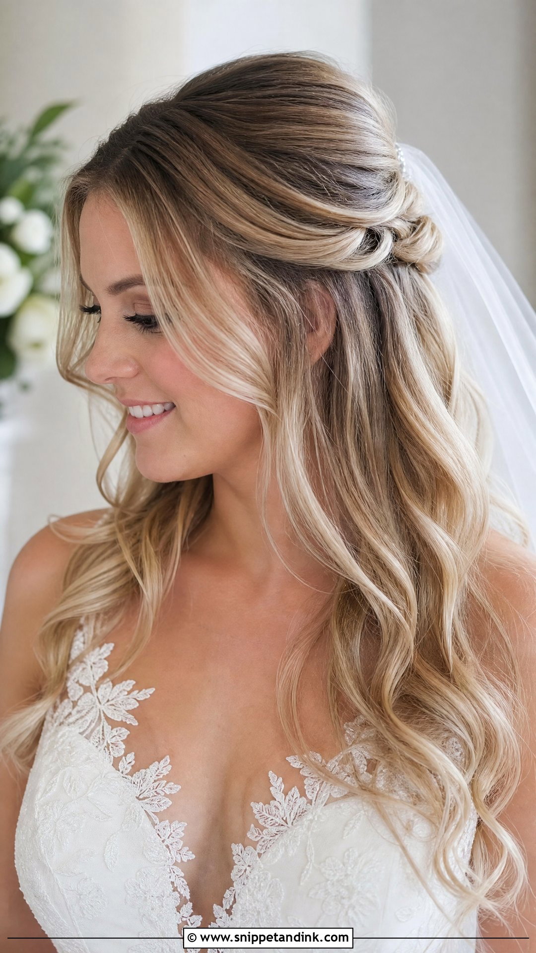Half Up Half Down Wedding Hairstyle - Snippet and Ink - 20 Bridal Hairstyle for Long Hair Ideas