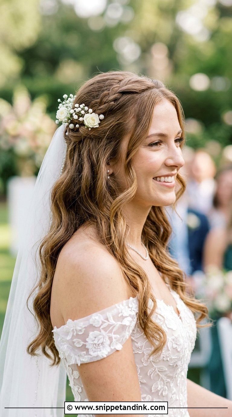 Half Up Half Down Wedding Hairstyle - Snippet and Ink - 20 Casual Wedding Hair Ideas
