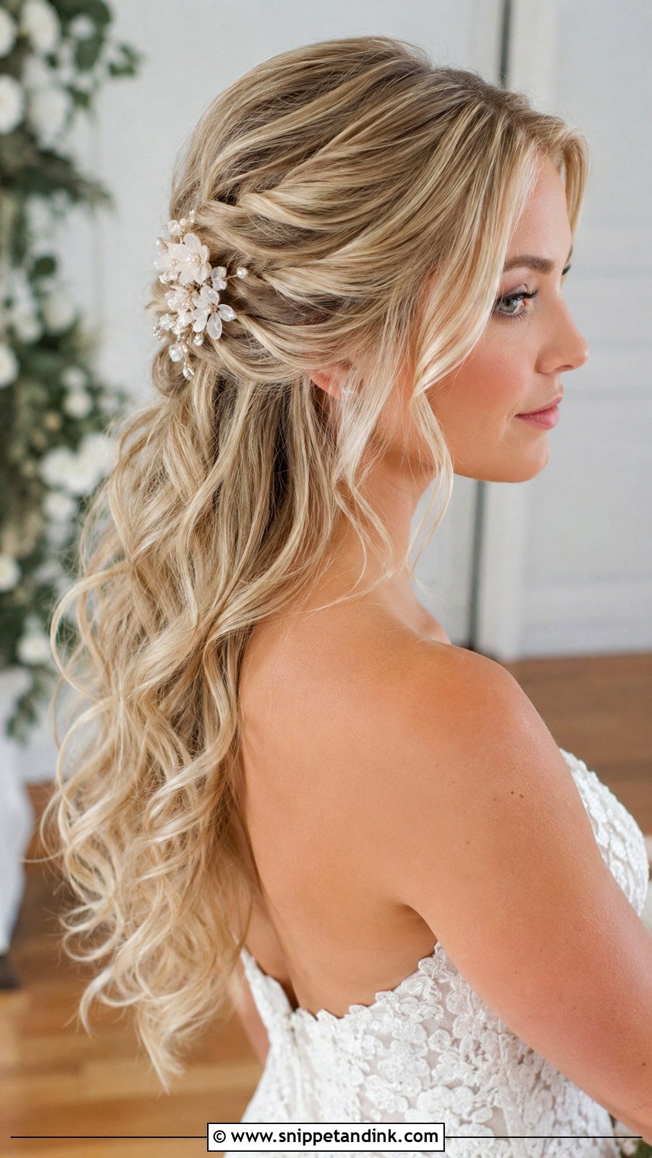 Half Up Half Down Wedding Hairstyle - Snippet and Ink - 20 Easy Wedding Hairstyle Ideas