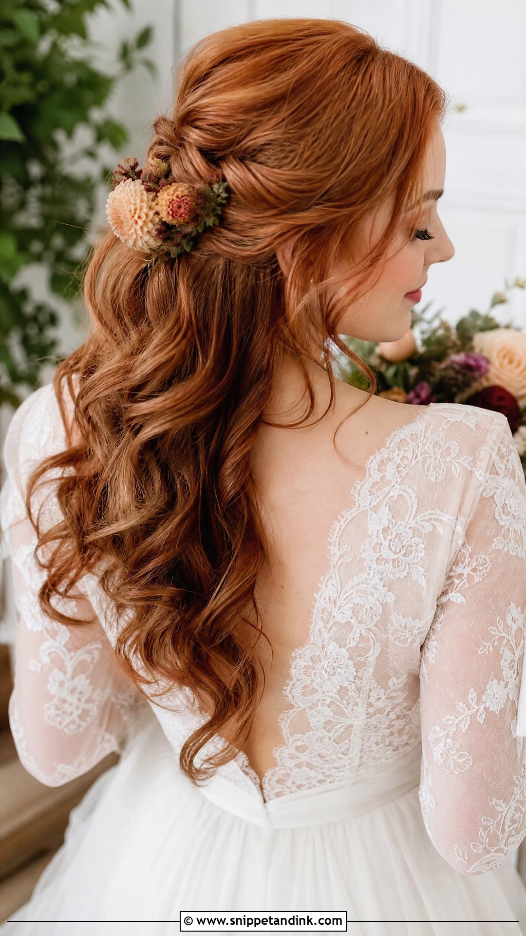 Half Up Half Down Wedding Hairstyle - Snippet and Ink - 20 Fall Wedding Hairstyles