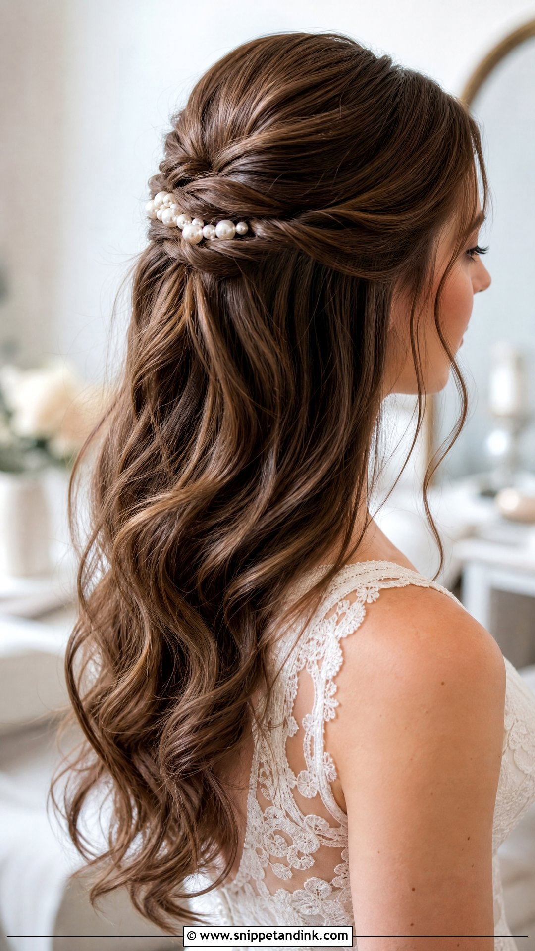 Half Up Half Down Wedding Hairstyle - Snippet and Ink - 20 Hair Down Styles for Wedding