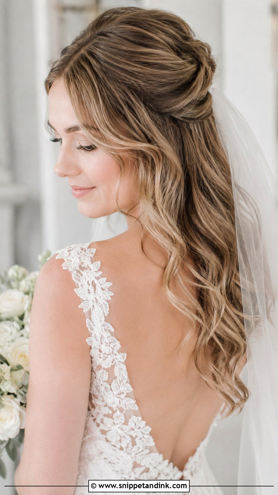 Half Up Half Down Wedding Hairstyle - Snippet and Ink - 20 Hair Idea for Wedding Ideas