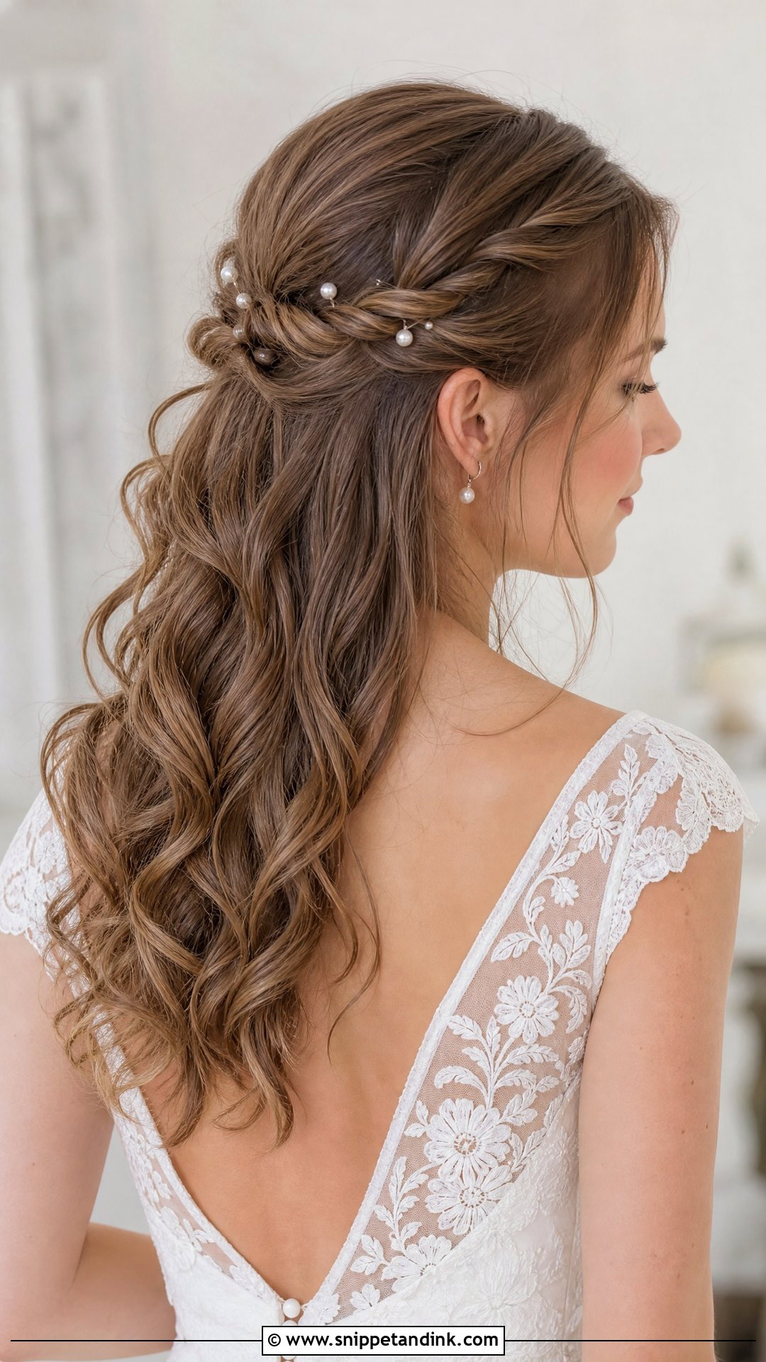 Half Up Half Down Wedding Hairstyle - Snippet and Ink - 20 Medium Length Bride Hairstyles
