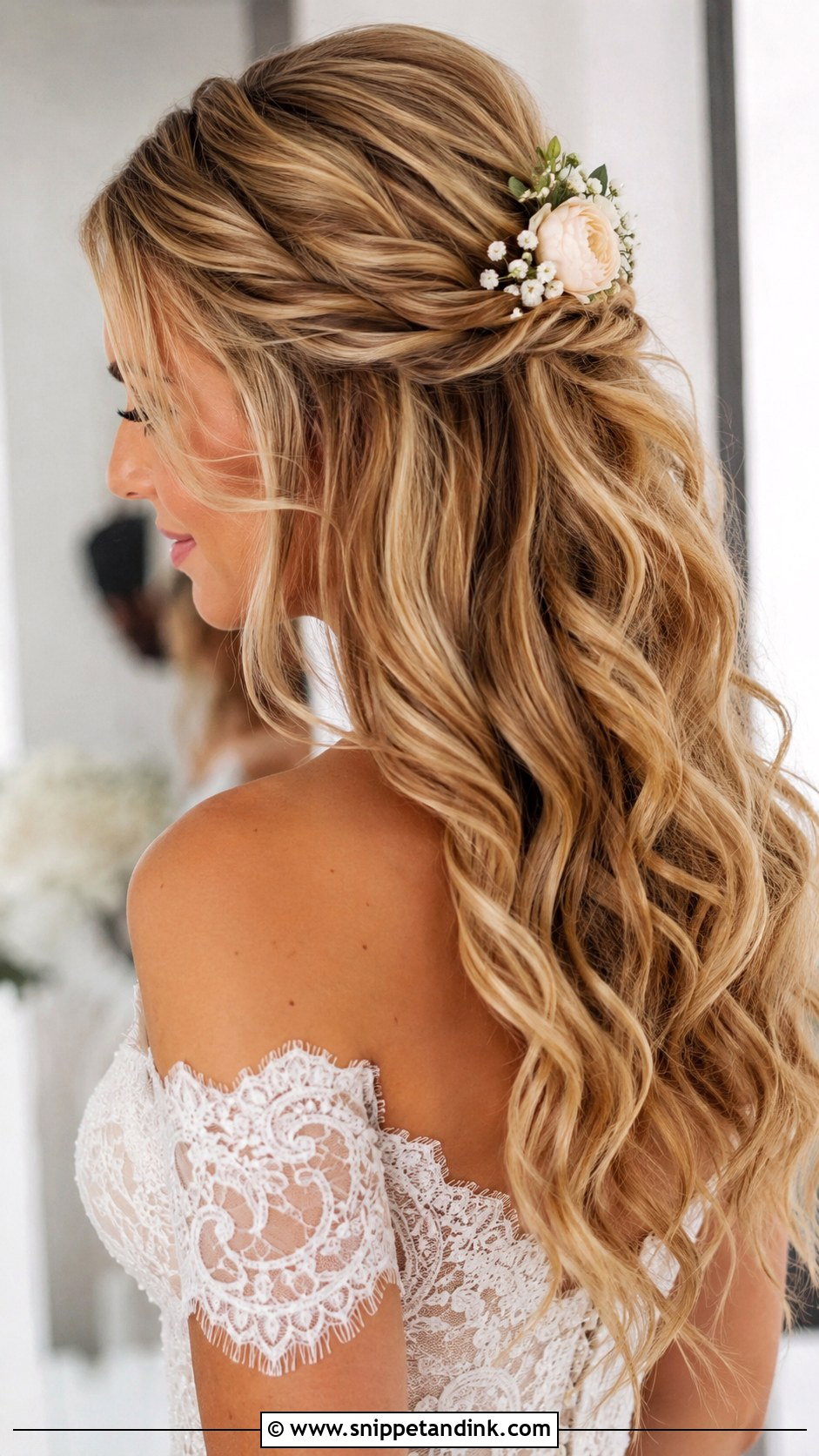 Half Up Half Down Wedding Hairstyle - Snippet and Ink - 20 Medium Length Hair Styles Wedding