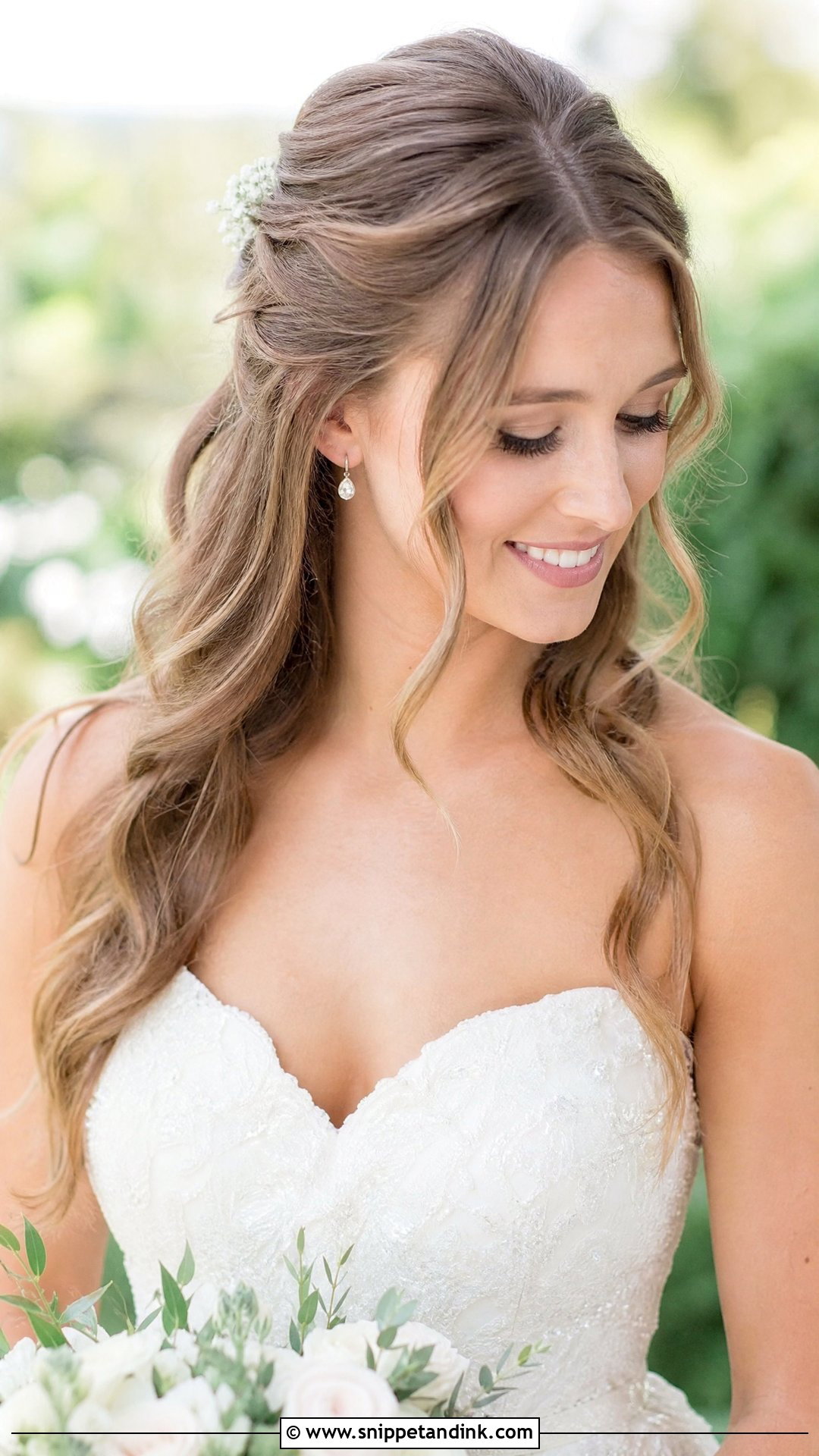 Half Up Half Down Wedding Hairstyle - Snippet and Ink - 20 Medium Wedding Hairstyle Ideas