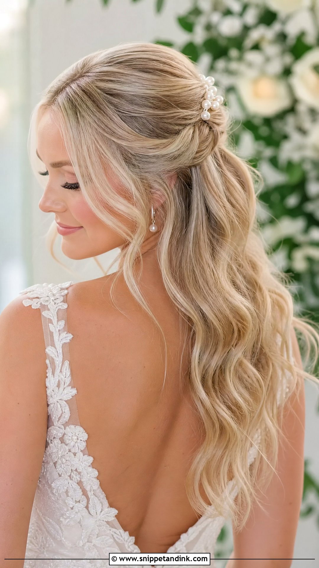 Half Up Half Down Wedding Hairstyle - Snippet and Ink - 20 Mid Length Hair Wedding Styles