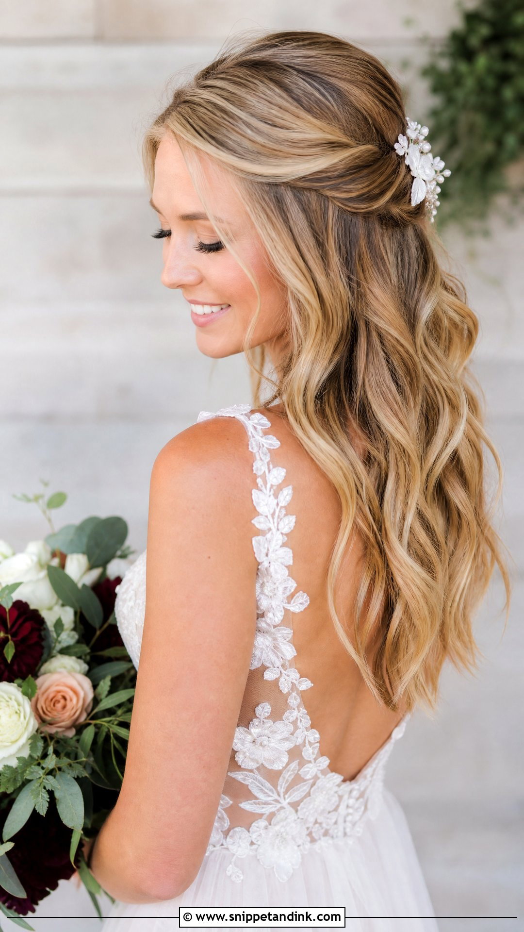 Half Up Half Down Wedding Hairstyle - Snippet and Ink - 20 Modern Bride Hairstyles