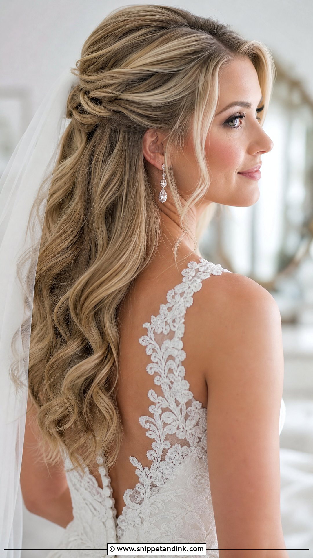 Half Up Half Down Wedding Hairstyle - Snippet and Ink - 20 Open Hair Wedding Hairstyle Ideas