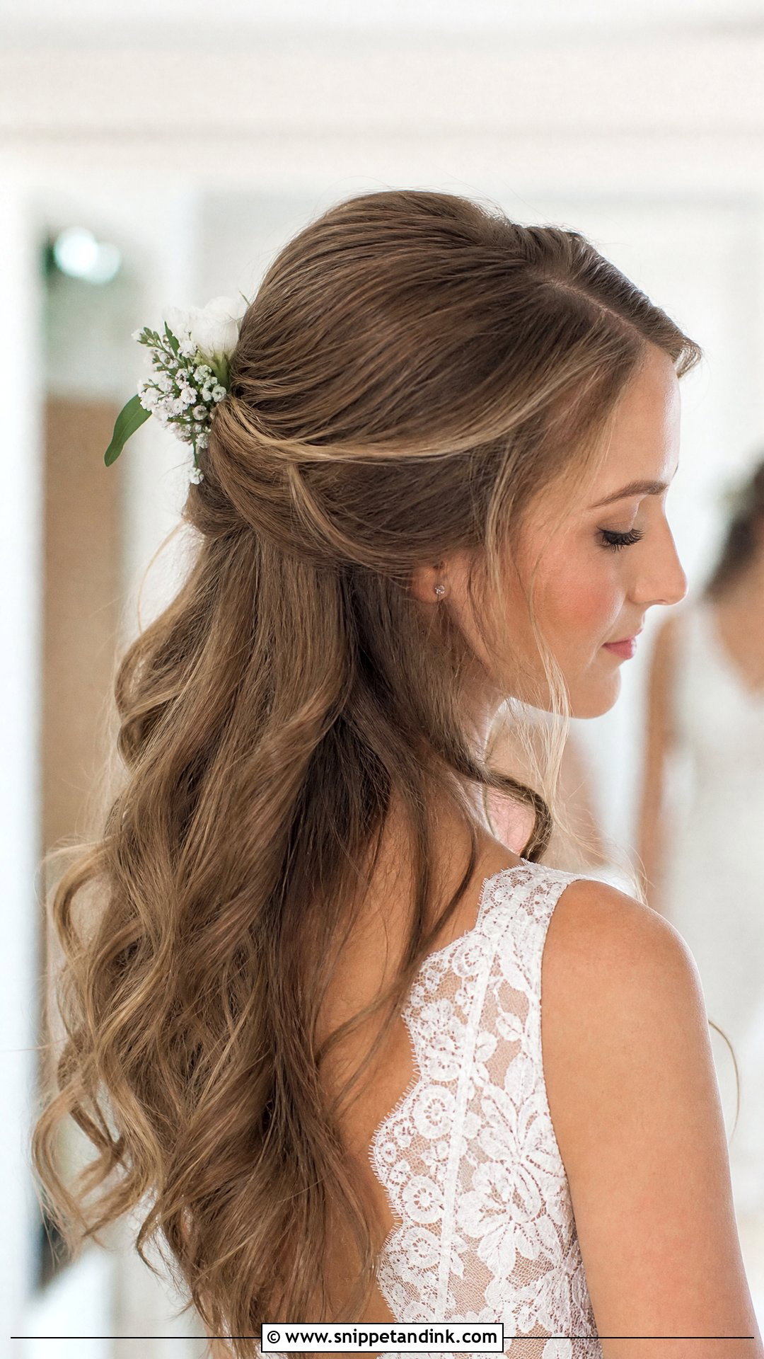 Half Up Half Down Wedding Hairstyle - Snippet and Ink - 20 Wedding Day Hair for Bride Ideas