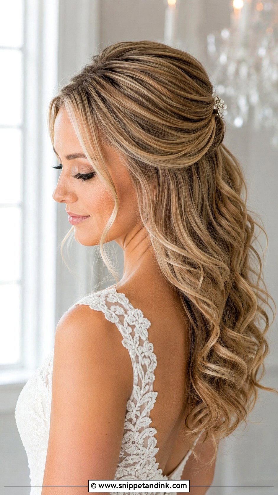 Half Up Half Down Wedding Hairstyle - Snippet and Ink - 20 Wedding Hairdos for Medium Length