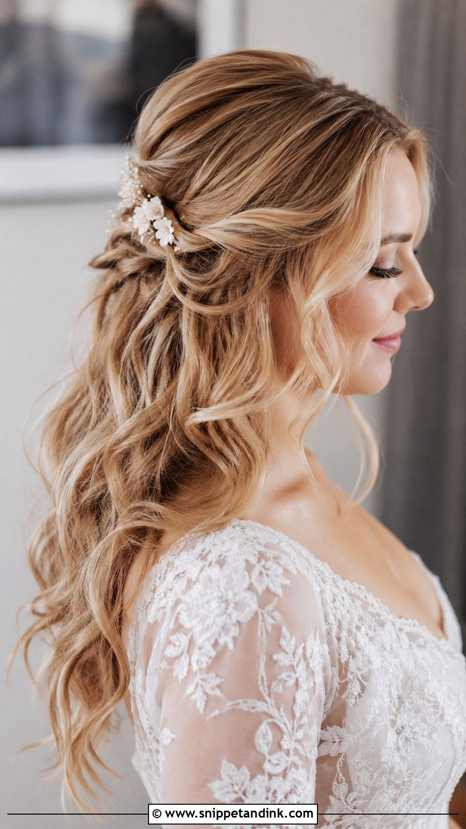 Half Up Half Down Wedding Hairstyle - Snippet and Ink - 25 2025 Bride Hairstyles