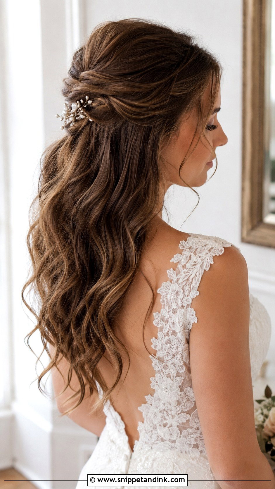 Half Up Half Down Wedding Hairstyle - Snippet and Ink - 25 Chic Wedding Hair Ideas