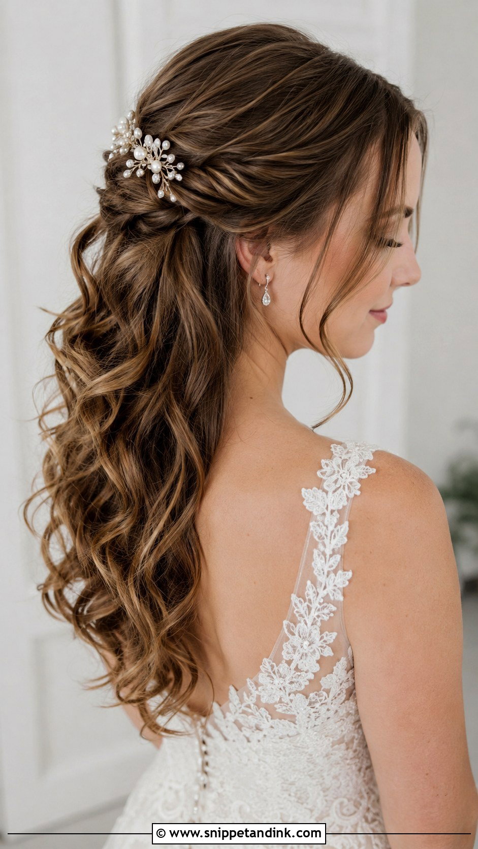 Half Up Half Down Wedding Hairstyle - Snippet and Ink - 25 Cute Wedding Hairstyles