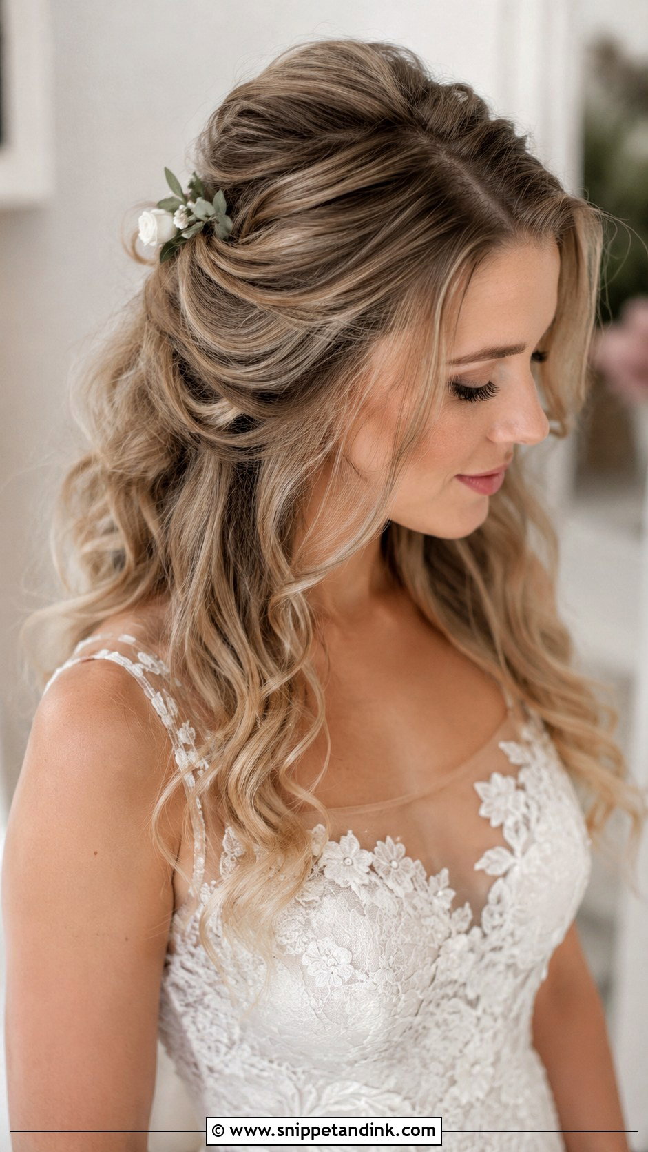 Half Up Half Down Wedding Hairstyle - Snippet and Ink - 25 Elegant Wedding Hairstyles