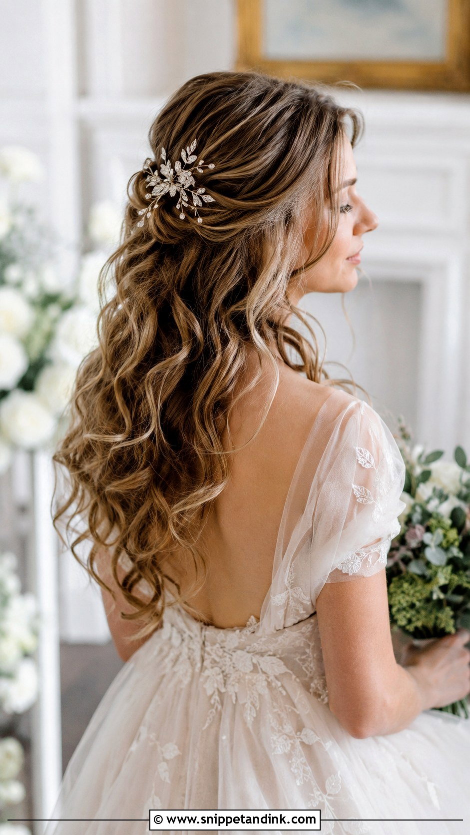Half Up Half Down Wedding Hairstyle - Snippet and Ink - 25 Hairstyle for Marriage Function Ideas