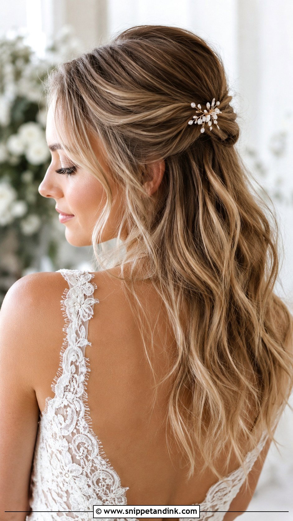 Half Up Half Down Wedding Hairstyle - Snippet and Ink - 25 Hairstyles for Wedding Function