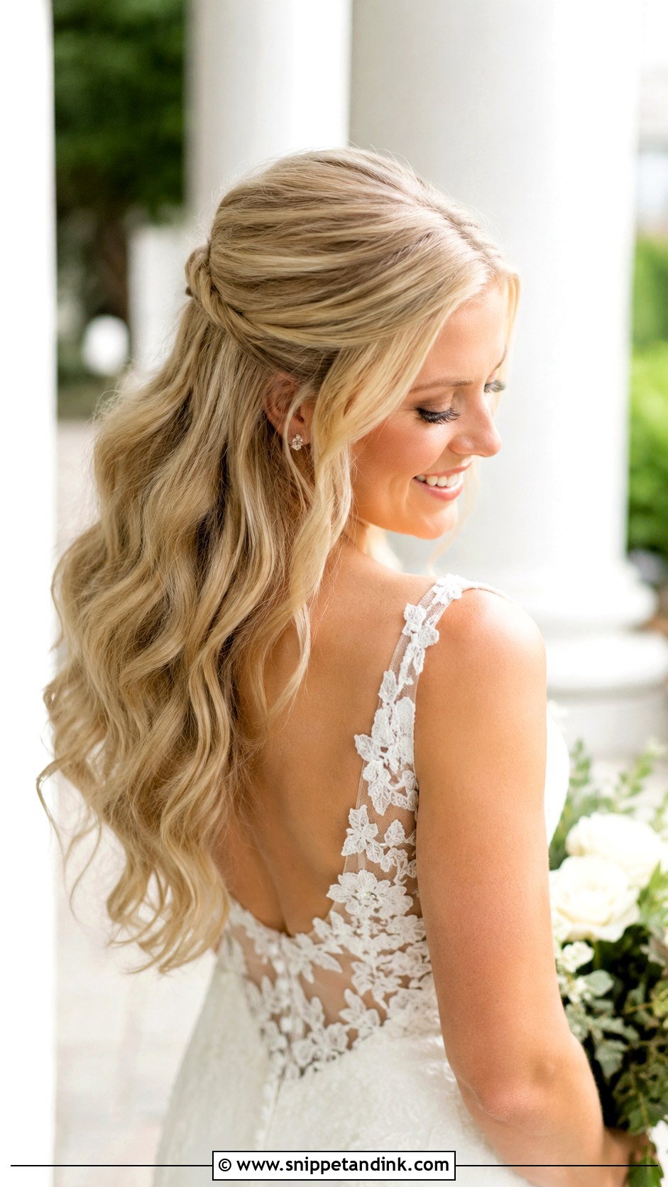 Half Up Half Down Wedding Hairstyle - Snippet and Ink - 25 Long Wedding Hairstyles