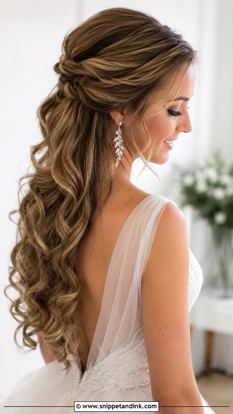Half Up Half Down Wedding Hairstyle - Snippet and Ink - 25 Romantic Bridal Hair Ideas