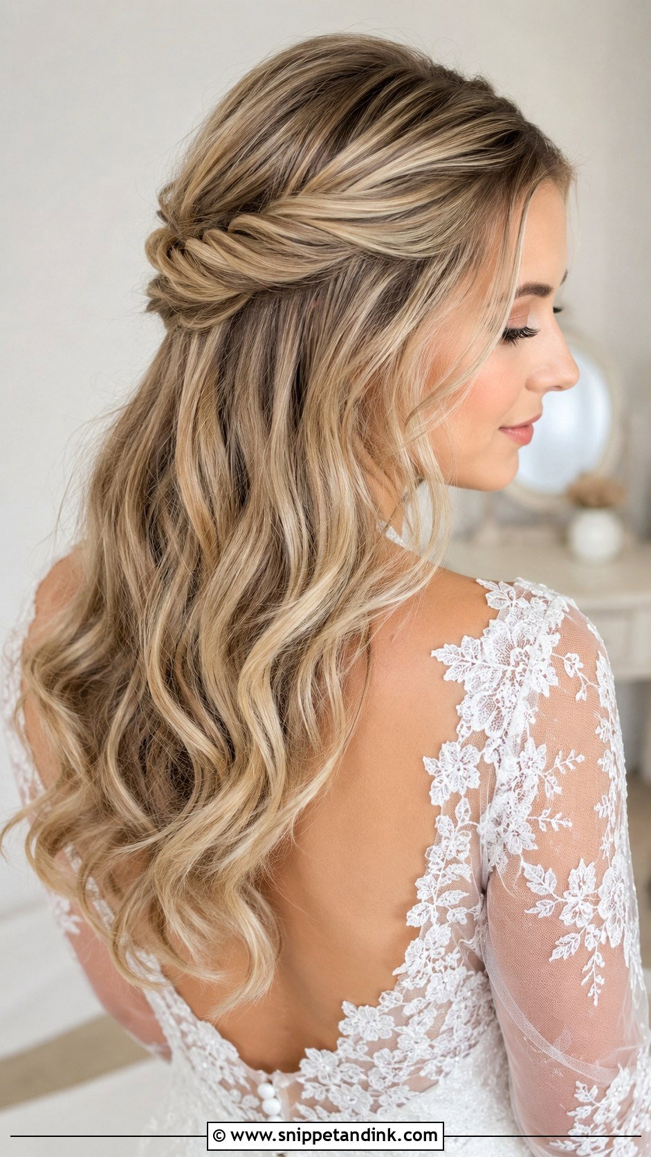 Half Up Half Down Wedding Hairstyle - Snippet and Ink - 25 Simple Hairstyle for Wedding Ideas