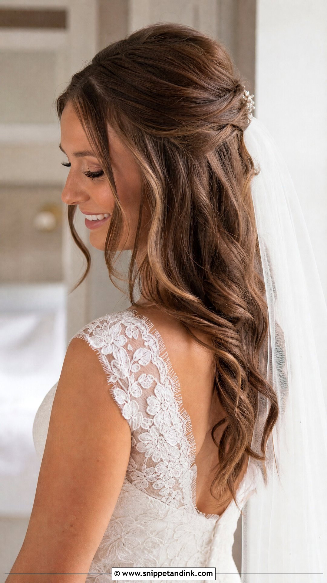 Half Up Half Down Wedding Hairstyle For Bride - Snippet and Ink - 15 Best Wedding Hairstyles the Bride