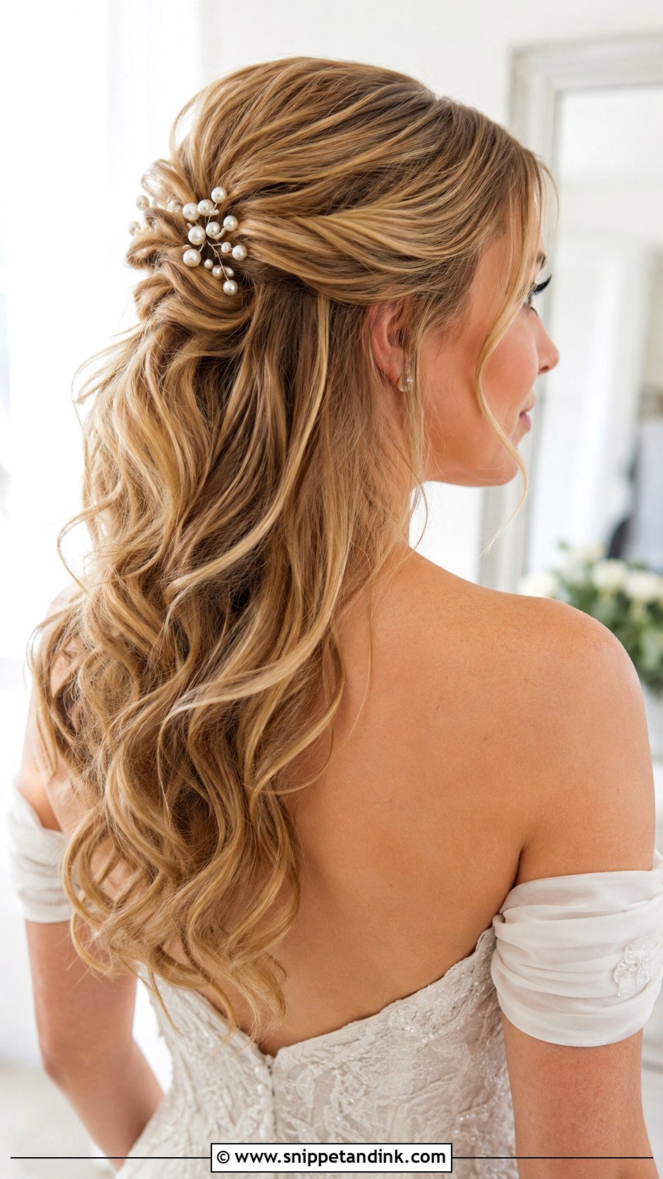 Half Up Half Down Wedding Hairstyle For Long Hair - Snippet and Ink - 15 Long Hairstyles for a Wedding
