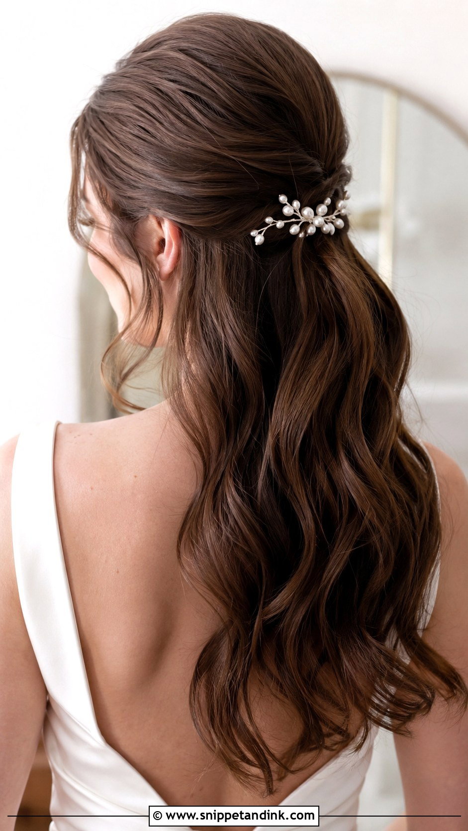 Half Up Half Down Wedding Hairstyle For Long Hair - Snippet and Ink - 20 Casual Wedding Hairstyles for Long Hair
