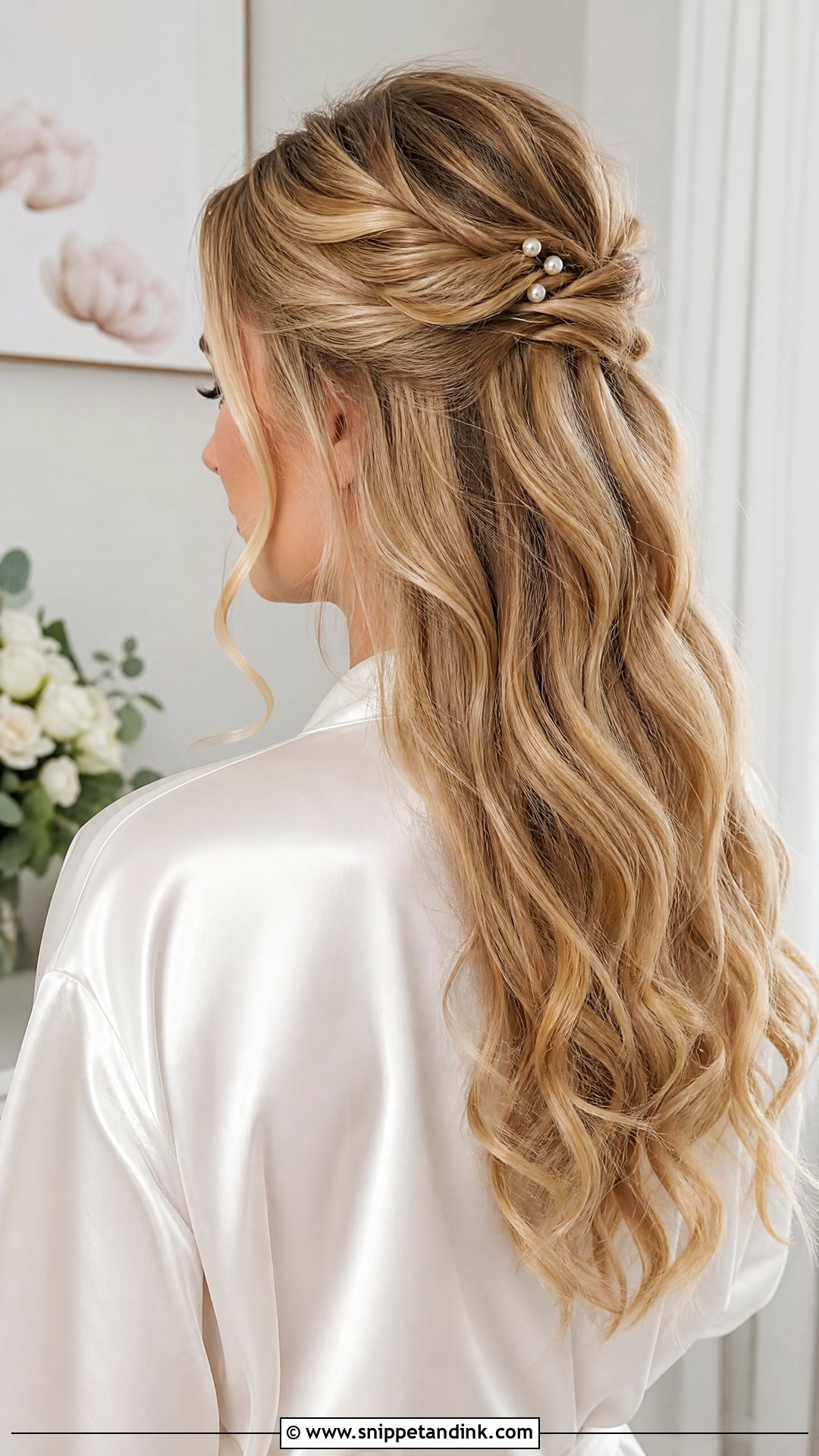 Half Up Half Down Wedding Hairstyle For Long Hair - Snippet and Ink - 15 Easy Do It Yourself Long Hair Wedding Hairstyles