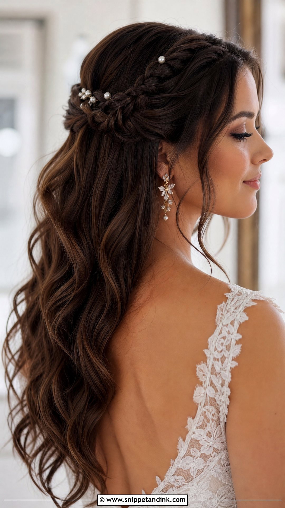 Half Up Half Down Wedding Hairstyle for Brown Hair - Snippet and Ink - 20 Wedding Hairstyles Brown Hair