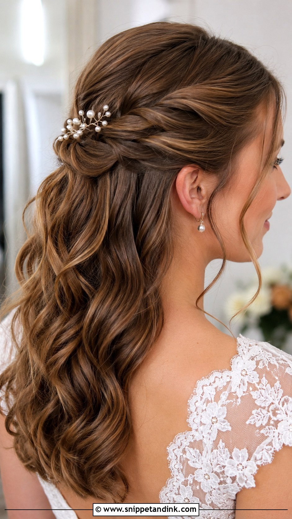 Half Up Half Down Wedding Hairstyle for Long Hair - Snippet and Ink - 30 Wedding Hair Styles for Long Hair