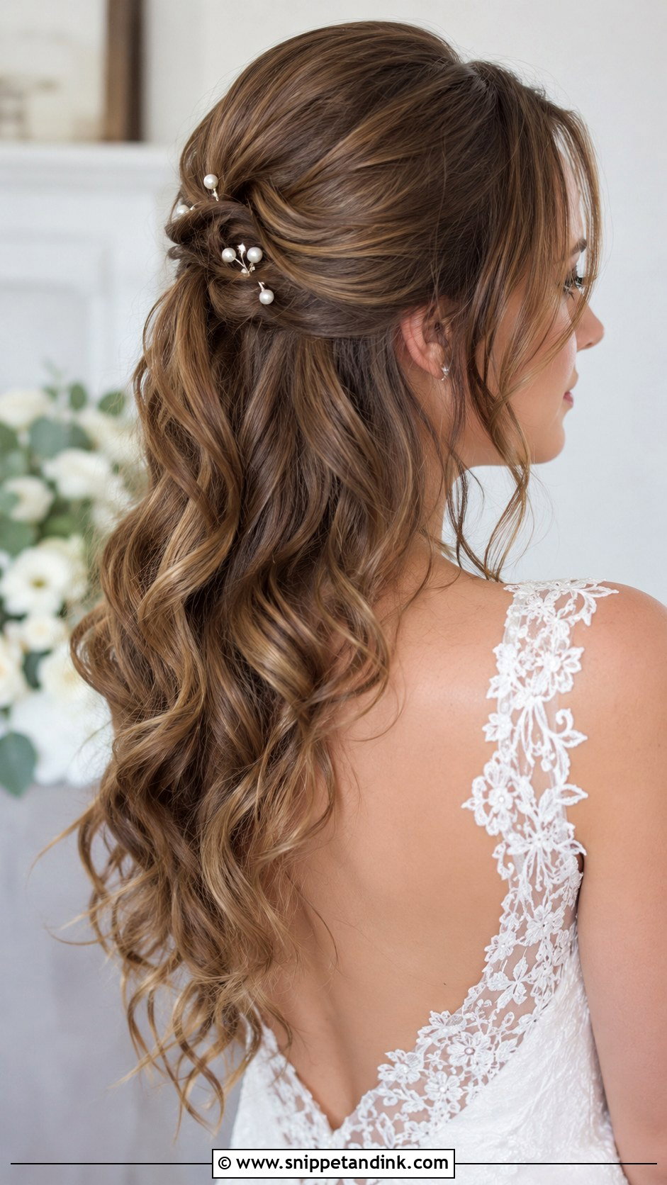 Half Up Half Down Wedding Hairstyle for Medium Hair - Snippet and Ink - 20 Wedding Hair Styles Medium Hair
