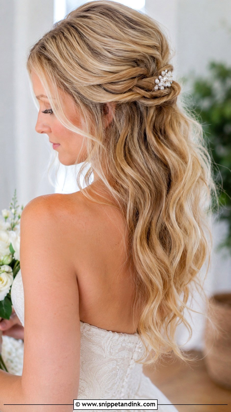 Half Up Half Down Wedding Hairstyle for Medium Hair - Snippet and Ink - 25 Hairstyles for Medium Length Hair Wedding