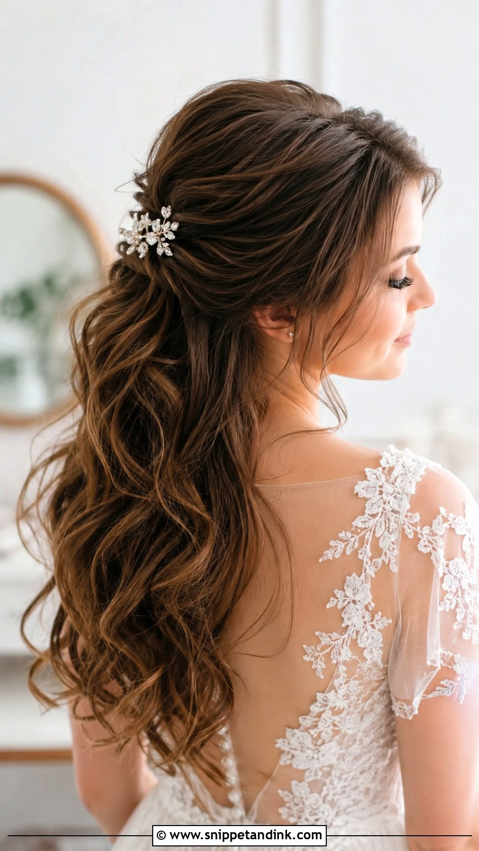 Half Up Half Down Wedding Hairstyle for Thin Hair - Snippet and Ink - 20 Wedding Hairstyles for Fine Hair