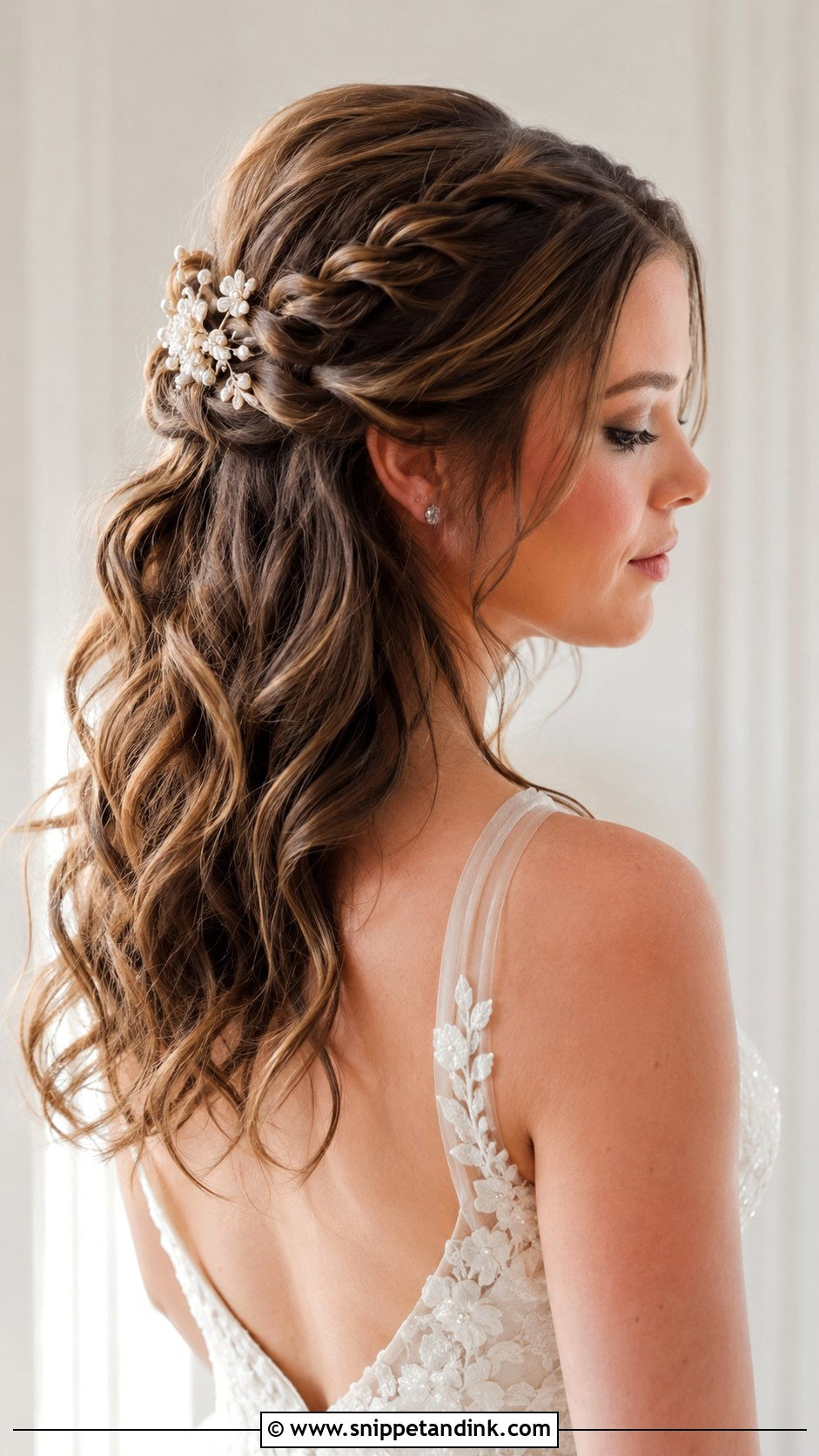 Half Up Half Down Wedding Style - Snippet and Ink - 20 Hairstyle for Medium Hair Wedding Ideas
