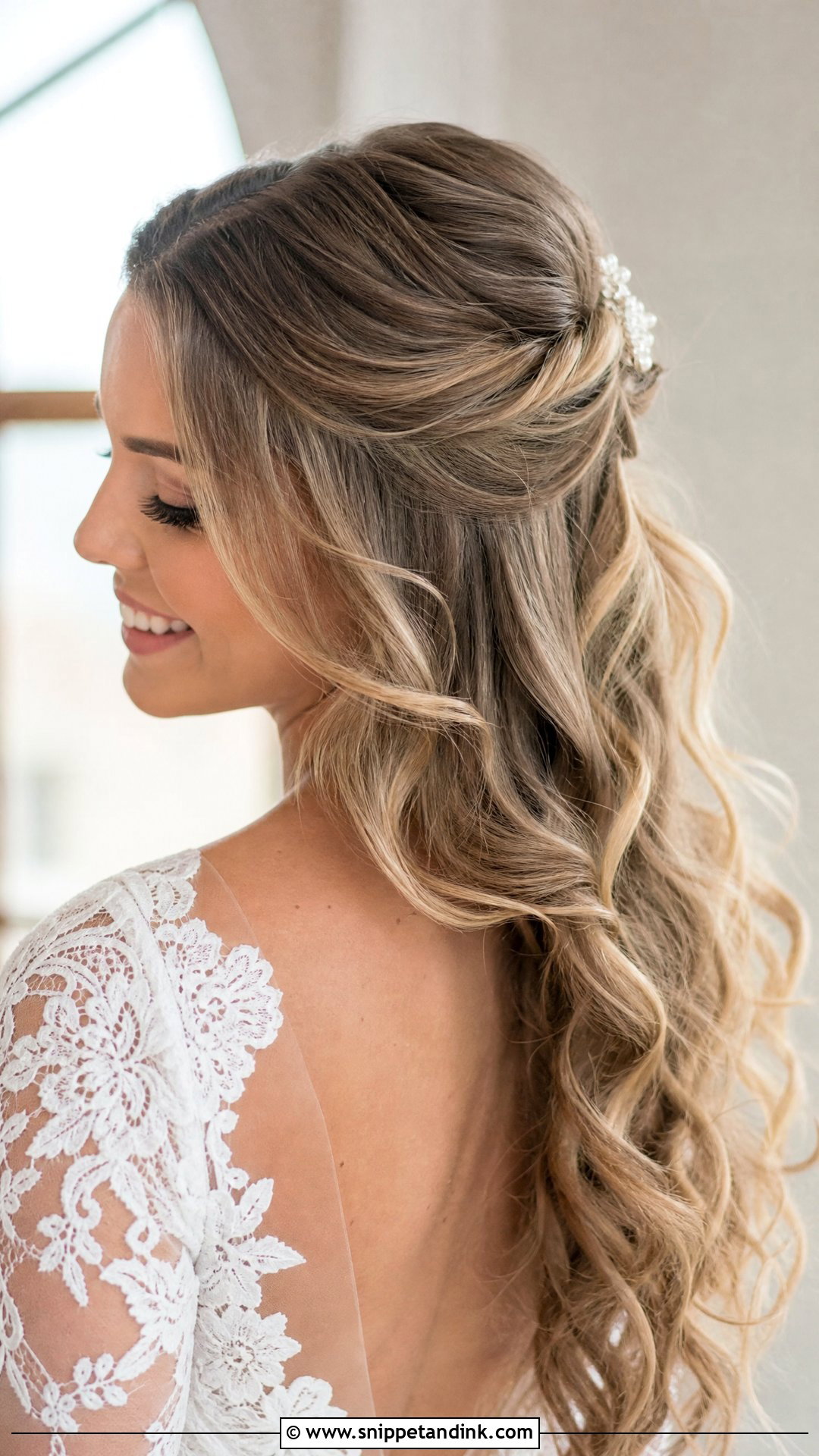 Half Up Half Down Wedding Style - Snippet and Ink - 20 Wedding Hair for Medium Hair Ideas