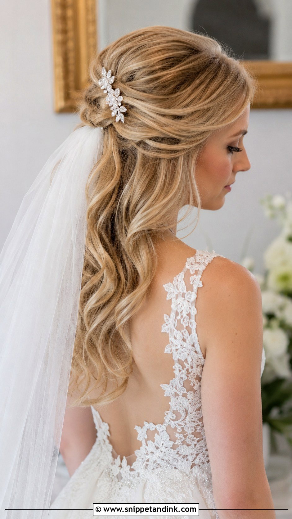 Half Up Half Down Wedding Style - Snippet and Ink - 20 Wedding Hair Up Bride Ideas