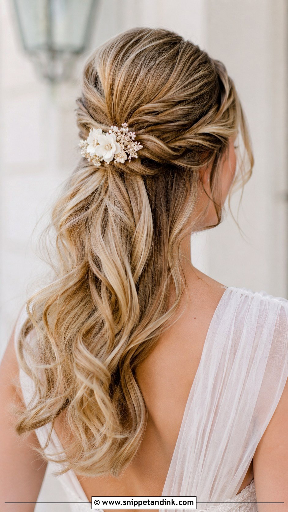 Half Up Half Down Wedding Updo - Snippet and Ink - 25 Wedding Updos for Medium Length Hair